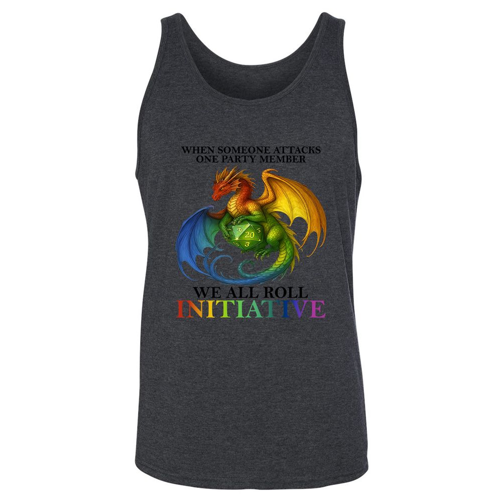 Dragon We All Roll For Initiative Unisex Jersey Tank - Dark Grey Heather - 6