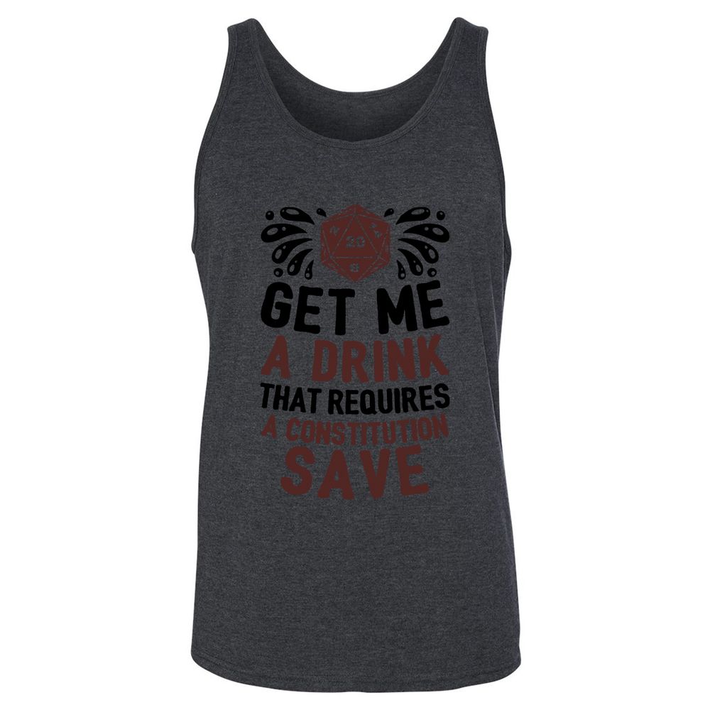 Get Me A Drink Unisex Jersey Tank - Dark Grey Heather - 6