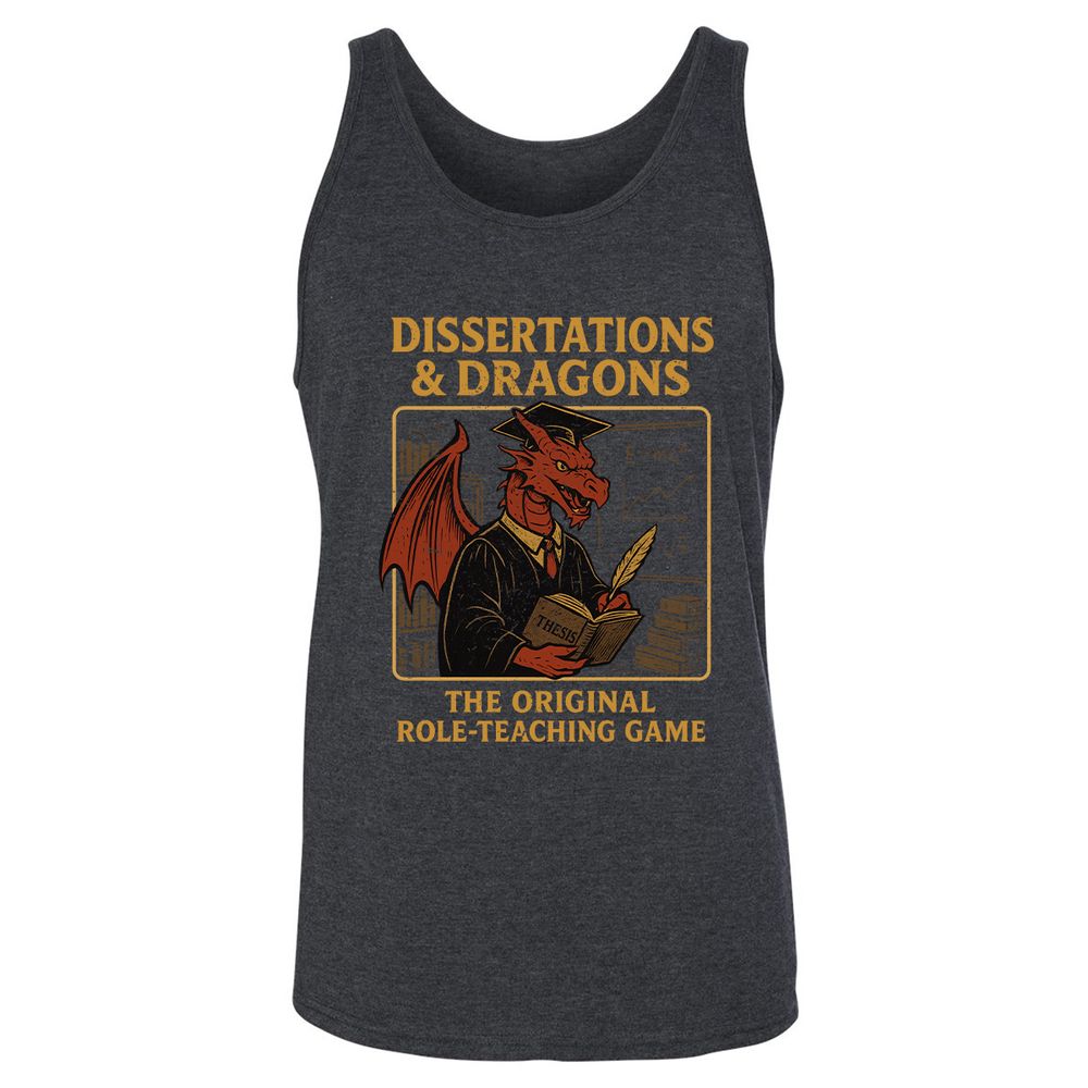 Disserations & Dragons Unisex Jersey Tank - Dark Grey Heather - 6