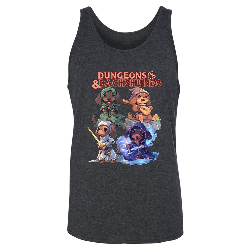 Dungeons & Dachshunds Unisex Jersey Tank - Dark Grey Heather - 6