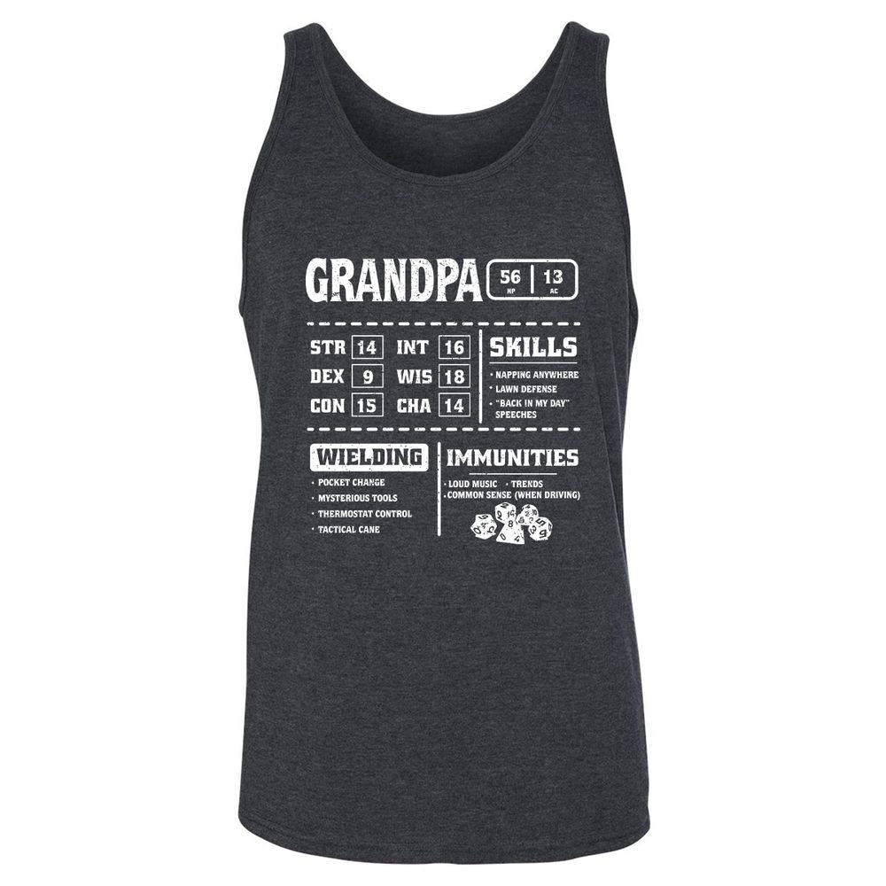 Grandpa Stats 2 Unisex Jersey Tank - Dark Grey Heather - 6
