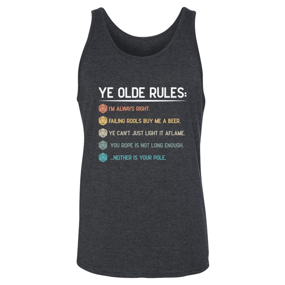 Dungeon Master Rules – Ye Olde RPG Unisex Jersey Tank - Dark Grey Heather - 6