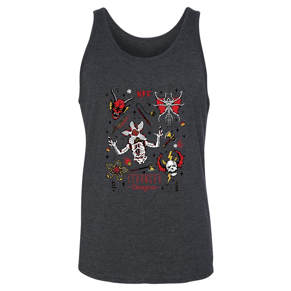 STRANGER DUNGEON Unisex Jersey Tank - Dark Grey Heather - 6