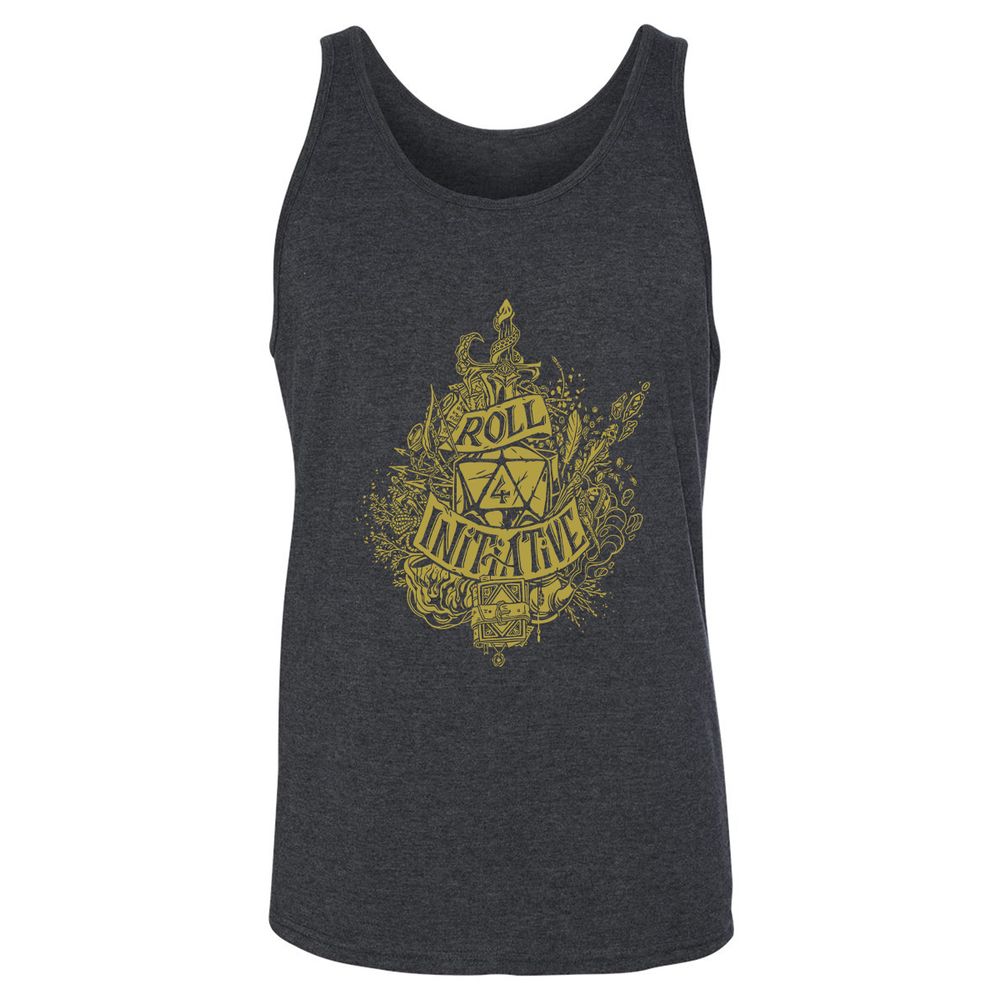 Roll Initiative Unisex Jersey Tank - Dark Grey Heather - 6