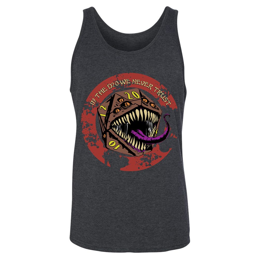 In The D20 We Never Trust Unisex Jersey Tank - Dark Grey Heather - 6