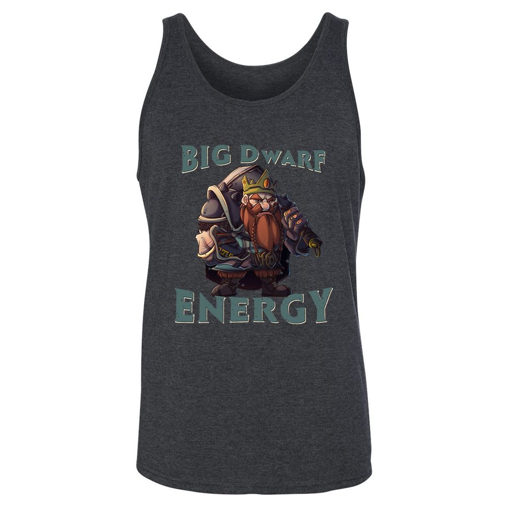 Big Dwarf Energy Unisex Jersey Tank - Dark Grey Heather - 6