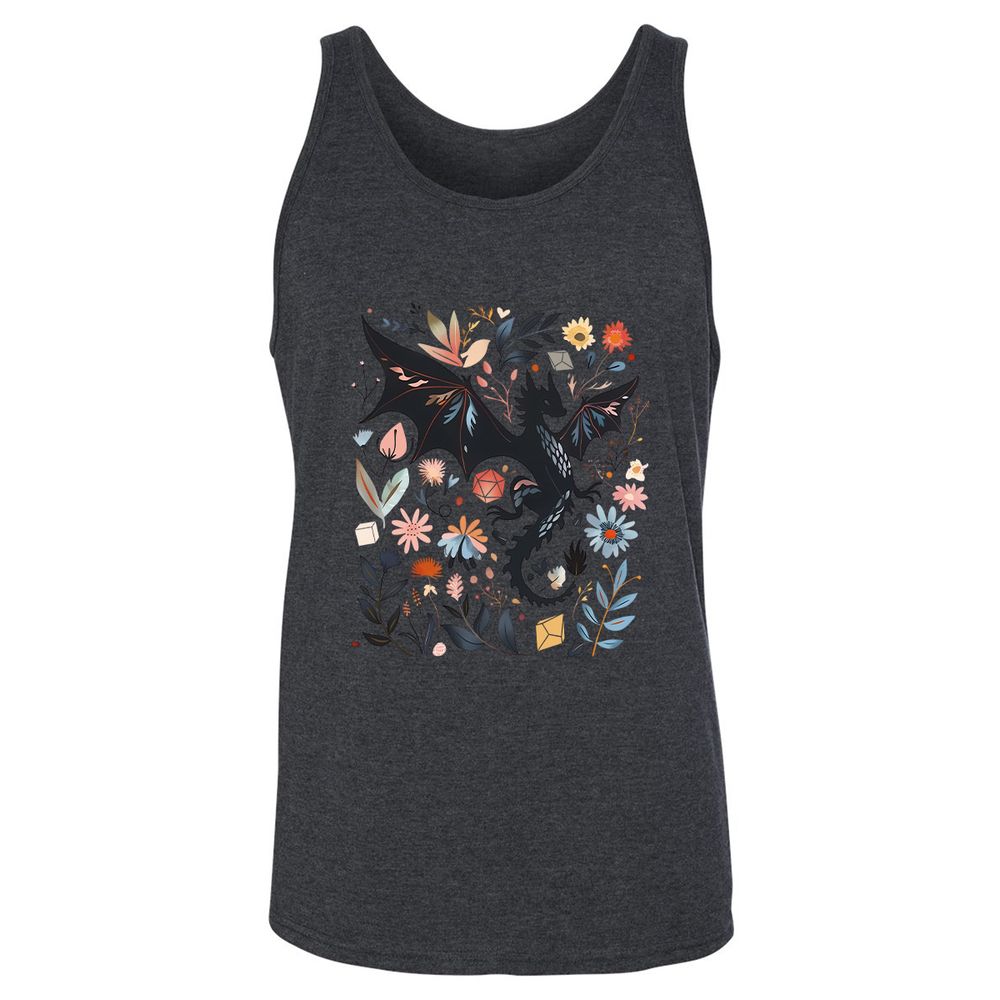 Floral DnD Dragon - Dark Grey Heather - 6