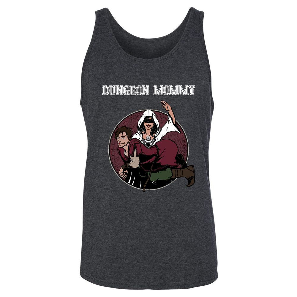 Dominant Dungeon Mommy Unisex Jersey Tank - Dark Grey Heather - 6