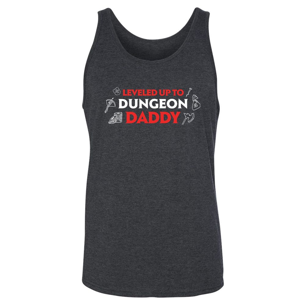 Leveled Up To Dungeon Daddy Unisex Jersey Tank - Dark Grey Heather - 6