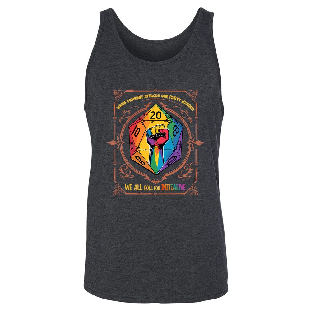 Roll For Initiative Unisex Jersey Tank - Dark Grey Heather - 6