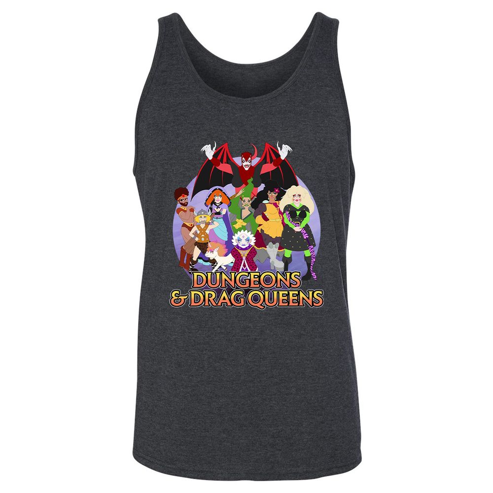 Dungeons n Drag Queens Cartoon Unisex Jersey Tank - Dark Grey Heather - 6