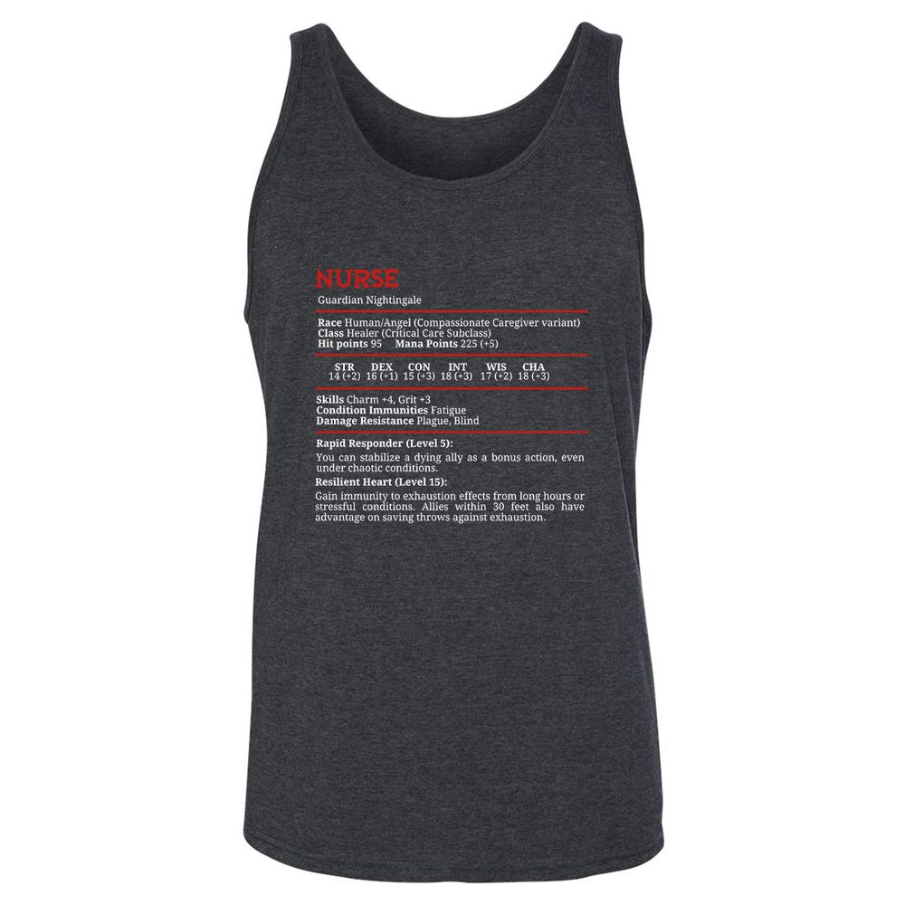 Nurse Stats Unisex Jersey Tank - Dark Grey Heather - 6