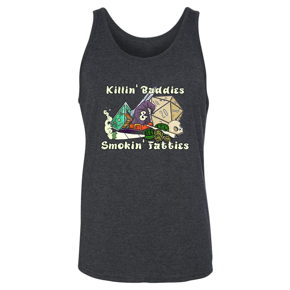 Killin' Baddies Smokin' Fatties Unisex Jersey Tank - Dark Grey Heather - 6