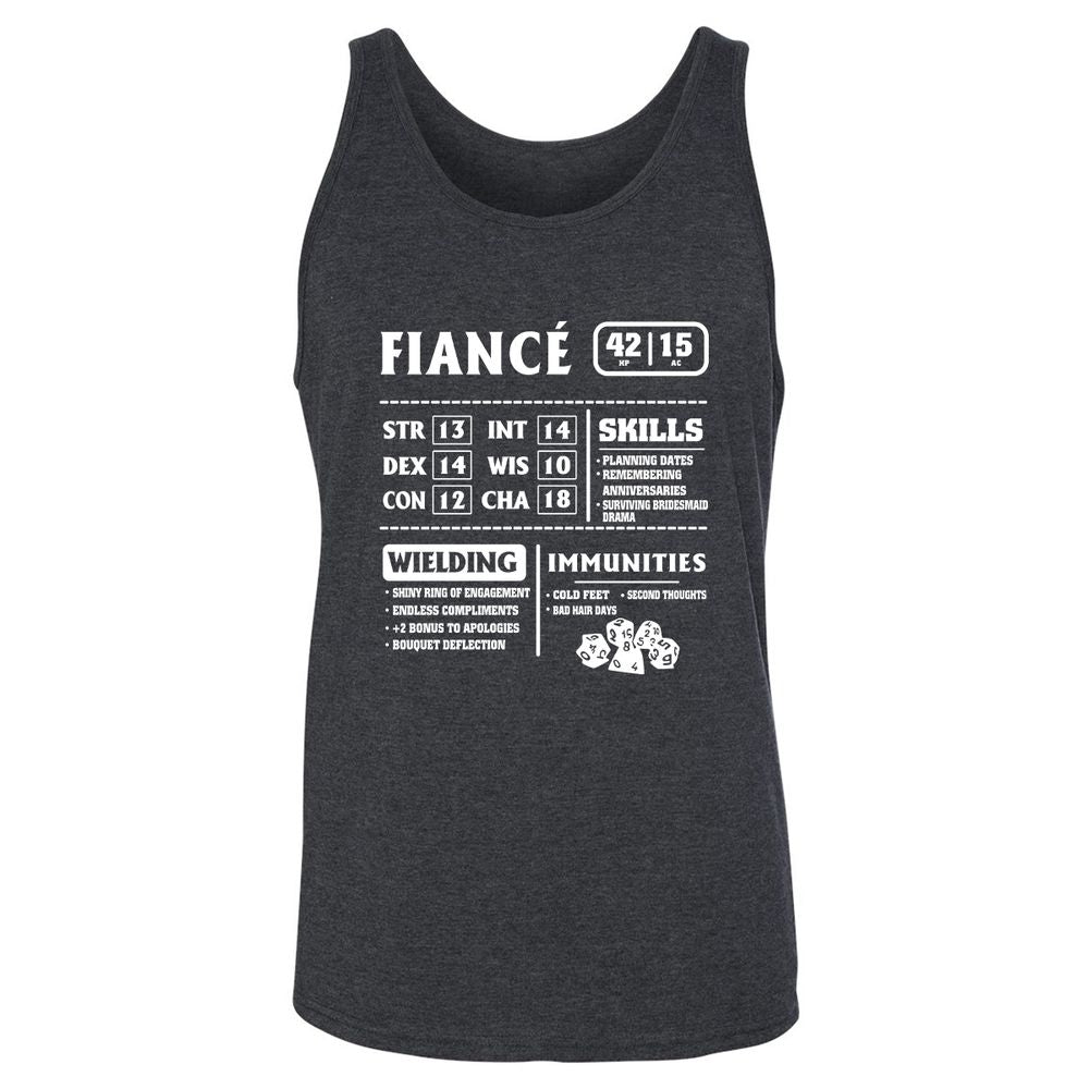 Fiance Stats Unisex Jersey Tank - Dark Grey Heather - 6