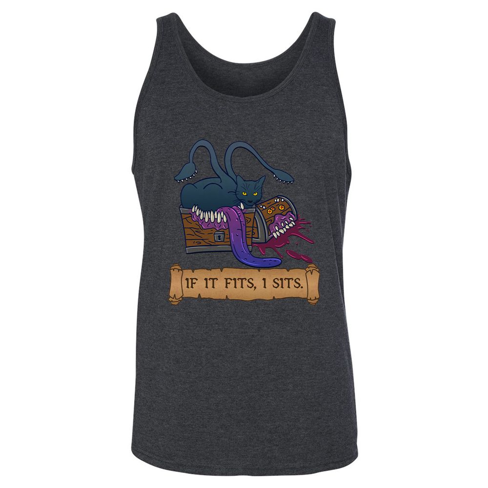 If It Fits I Sits Unisex Jersey Tank - Dark Grey Heather - 6