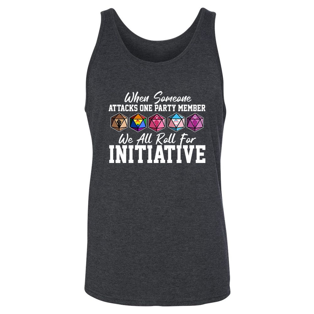 LGBT Roll For Initiative Unisex Jersey Tank - Dark Grey Heather - 6