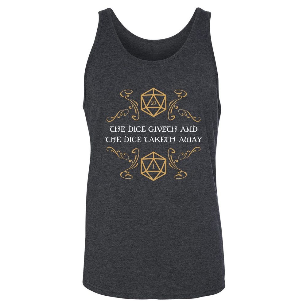 The Dice Giveth and Taketh Away Natural 20 and Critical Fail Unisex Jersey Tank - Dark Grey Heather - 6