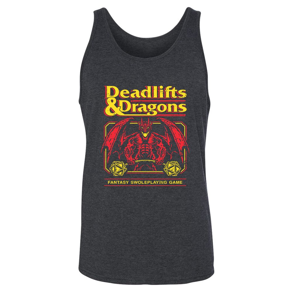 Deadlifts And Dragons Unisex Jersey Tank - Dark Grey Heather - 6