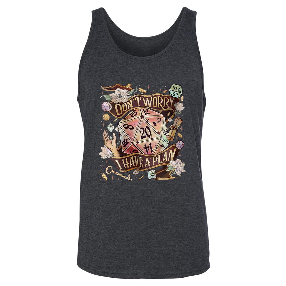 Floral Don't Worry I Have A Plan Unisex Jersey Tank - Dark Grey Heather - 6