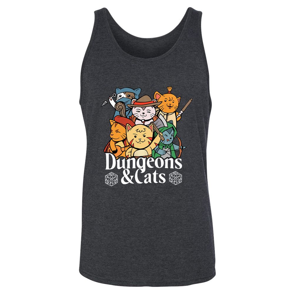 Dungeons & Cats Unisex Jersey Tank - Dark Grey Heather - 6