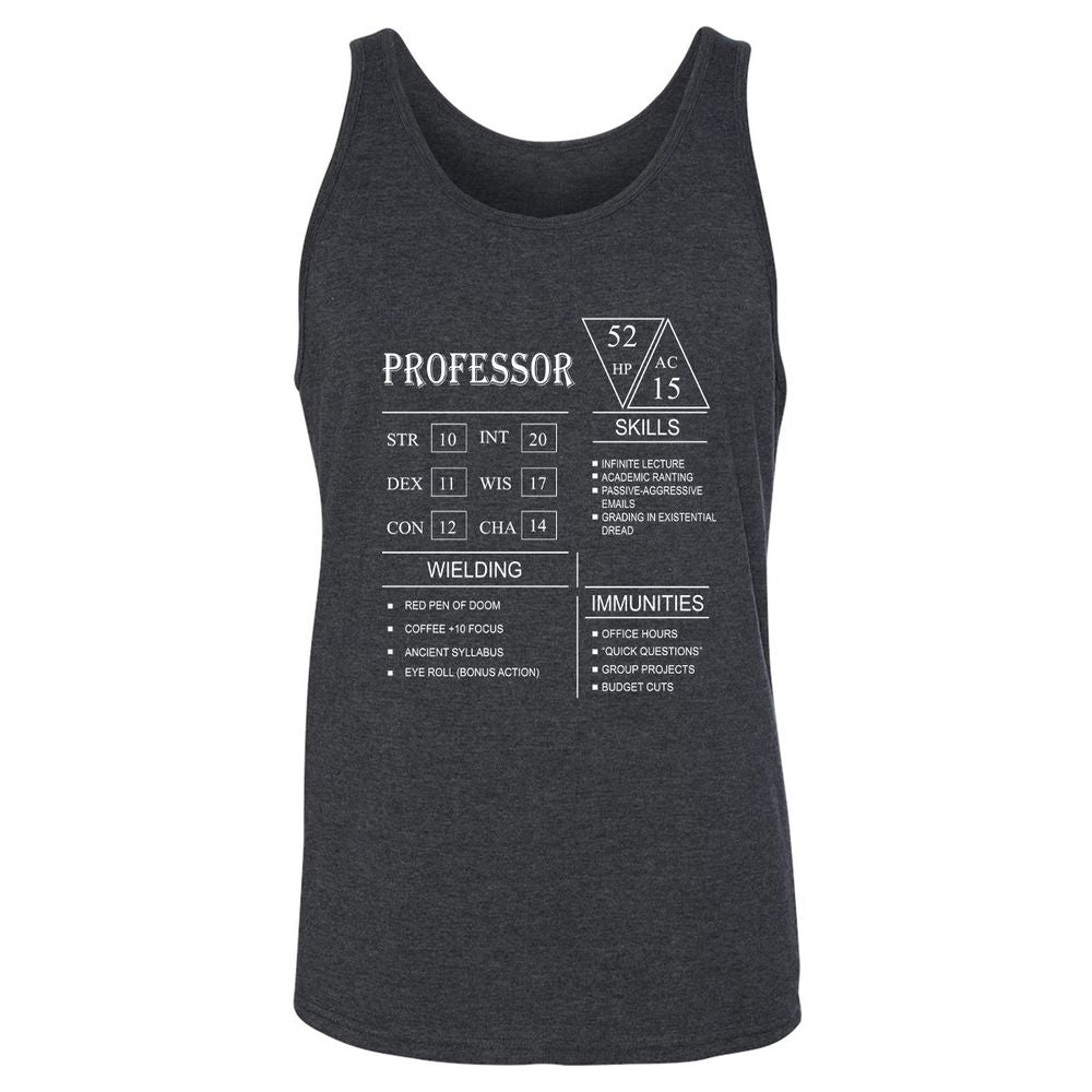 Professor New Unisex Jersey Tank - Dark Grey Heather - 6