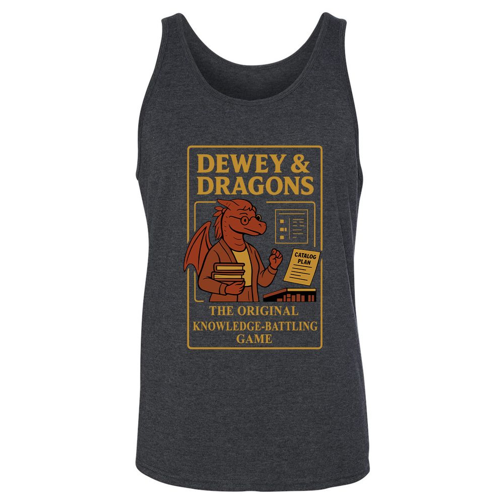 Dewey & Dragons Unisex Jersey Tank - Dark Grey Heather - 6