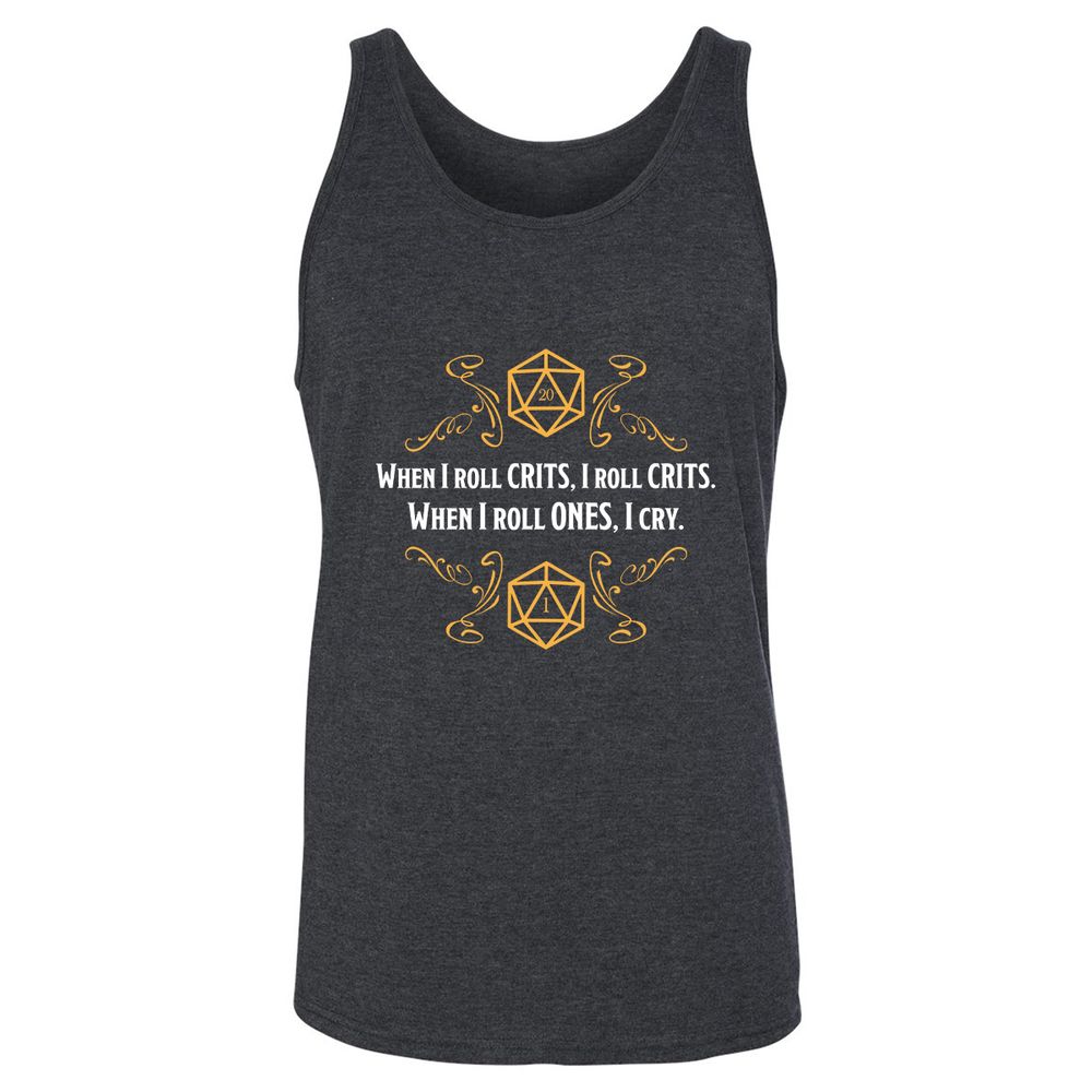 When I Roll Crits Unisex Jersey Tank - Dark Grey Heather - 6