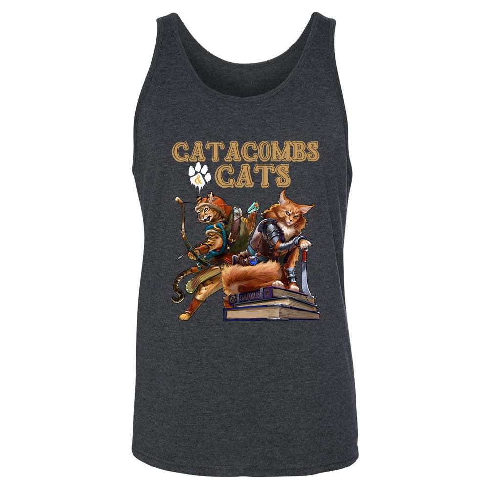 Catacombs & Cats Unisex Jersey Tank - Dark Grey Heather - 6