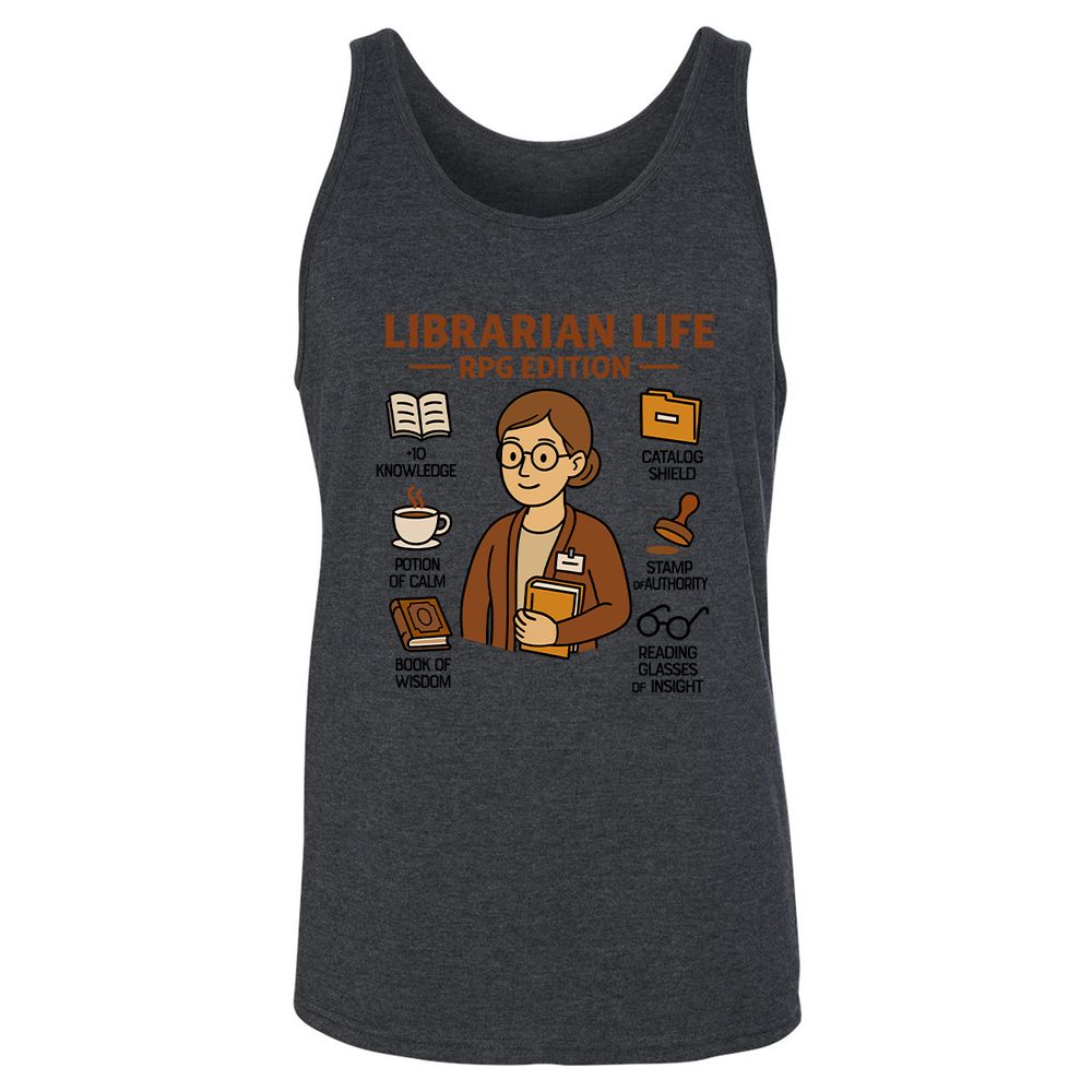 Librarian Life RPG Edition Unisex Jersey Tank - Dark Grey Heather - 6