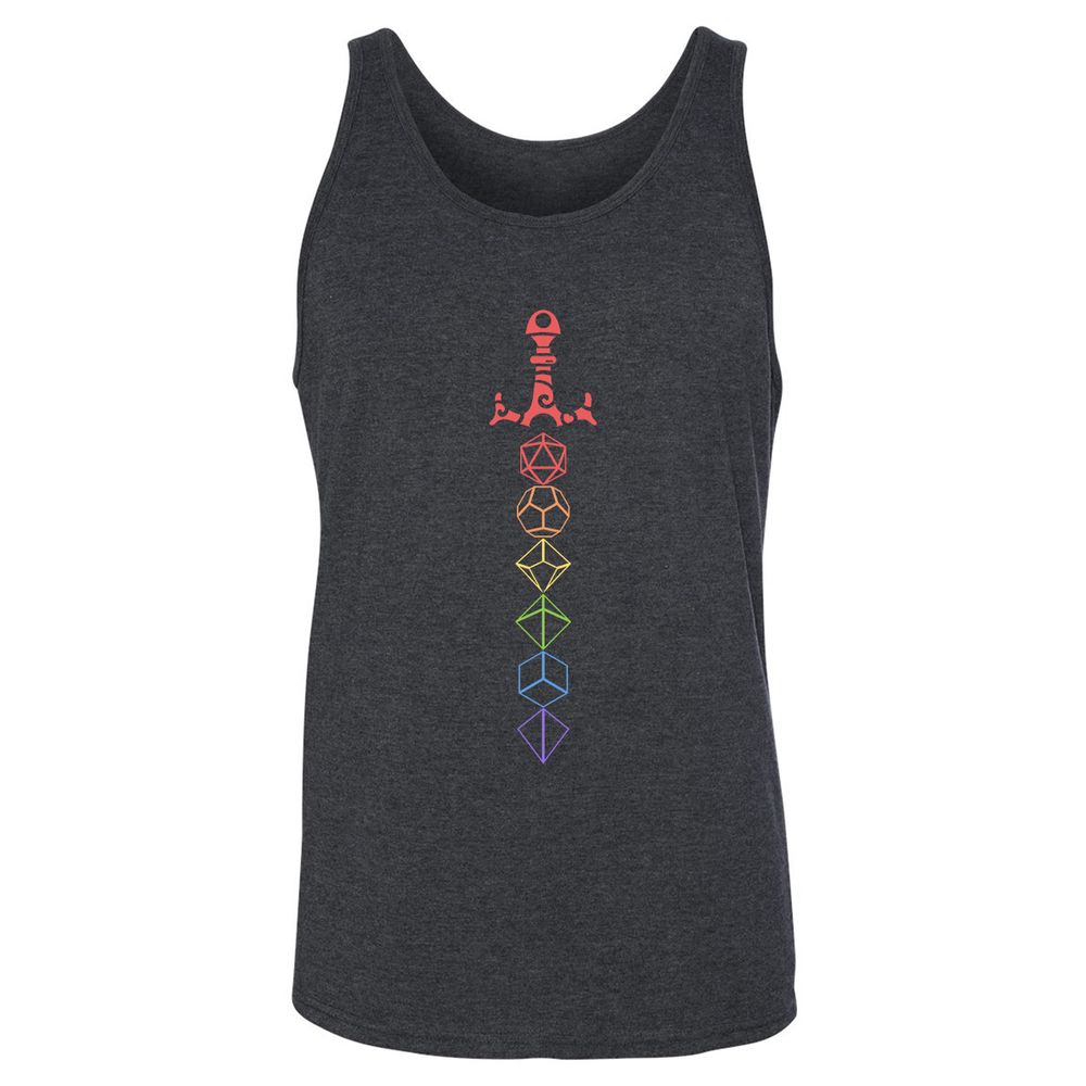 Rainbow Dice Sword LGBT Unisex Jersey Tank - Dark Grey Heather - 6