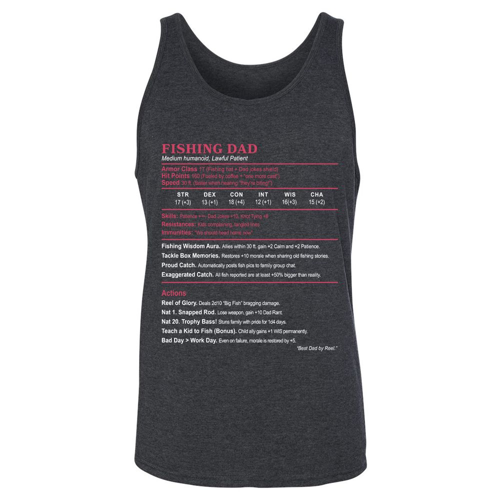 FISHING DAD Unisex Jersey Tank - Dark Grey Heather - 6