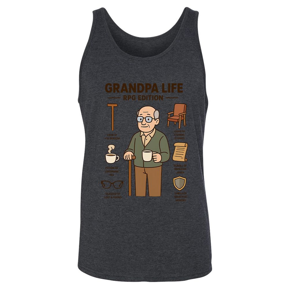 Grandpa Life RPG Edition Unisex Jersey Tank - Dark Grey Heather - 6