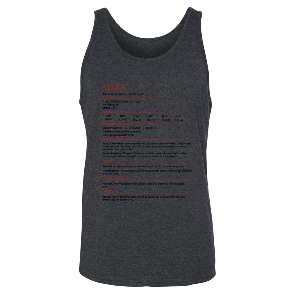 Wife White Unisex Jersey Tank - Dark Grey Heather - 6