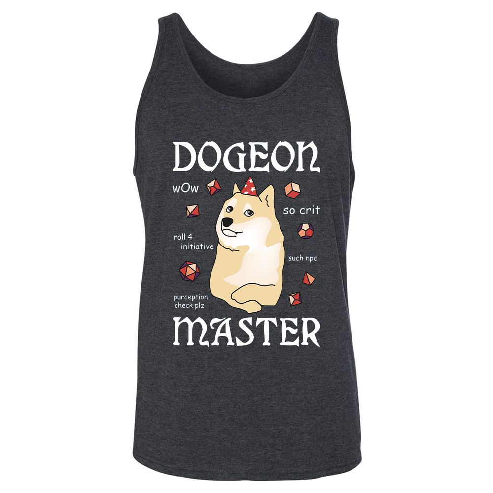 Dogeon Master Unisex Jersey Tank - Dark Grey Heather - 6