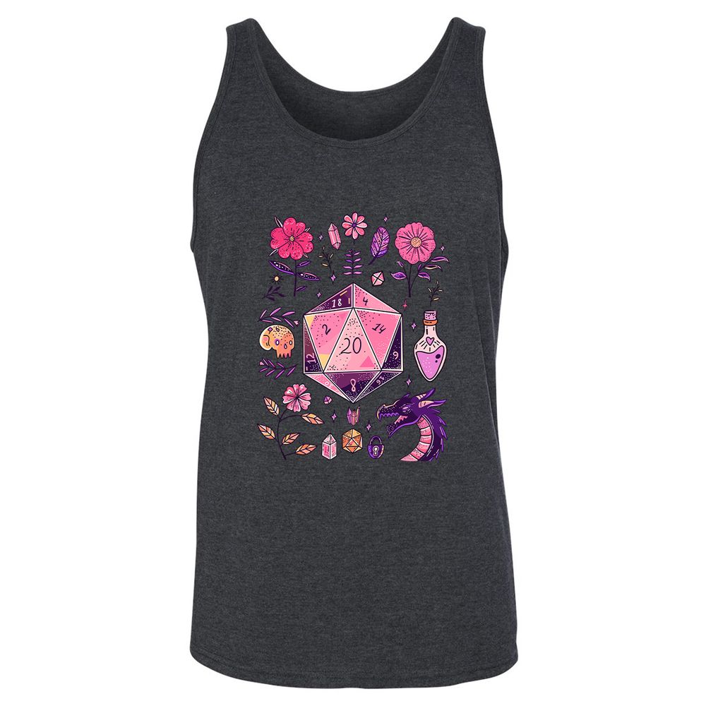 Mystic D20 Floral Dice Art - Dark Grey Heather - 6