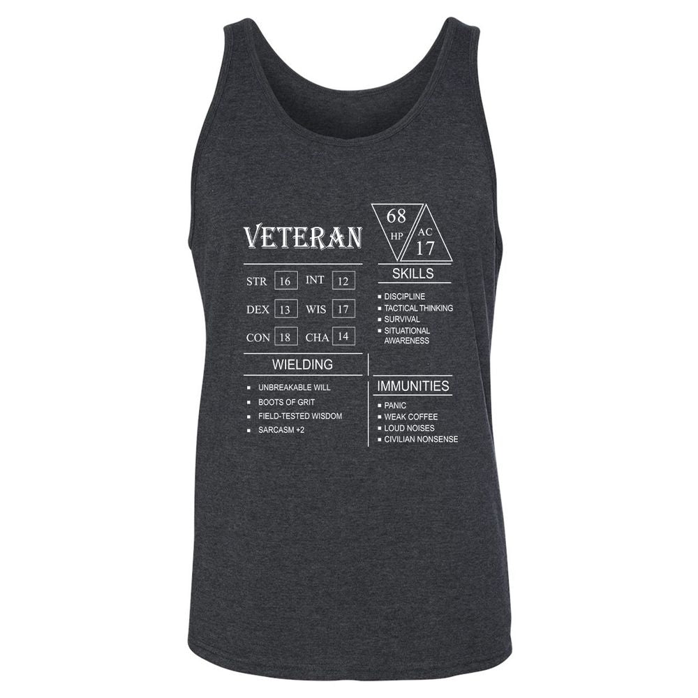 Veteran New Unisex Jersey Tank - Dark Grey Heather - 6