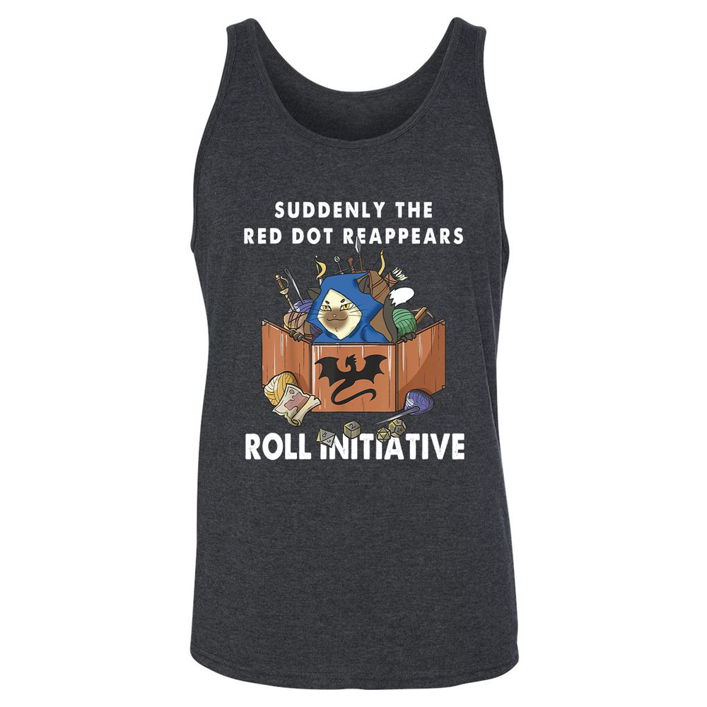 Suddenly The Red Dot Reappears Roll Initiative Unisex Jersey Tank - Dark Grey Heather - 6