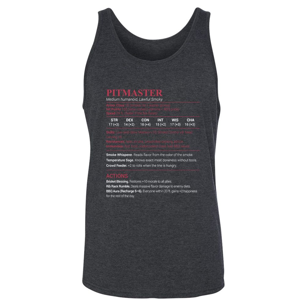 Pitmaster Stats Unisex Jersey Tank - Dark Grey Heather - 6