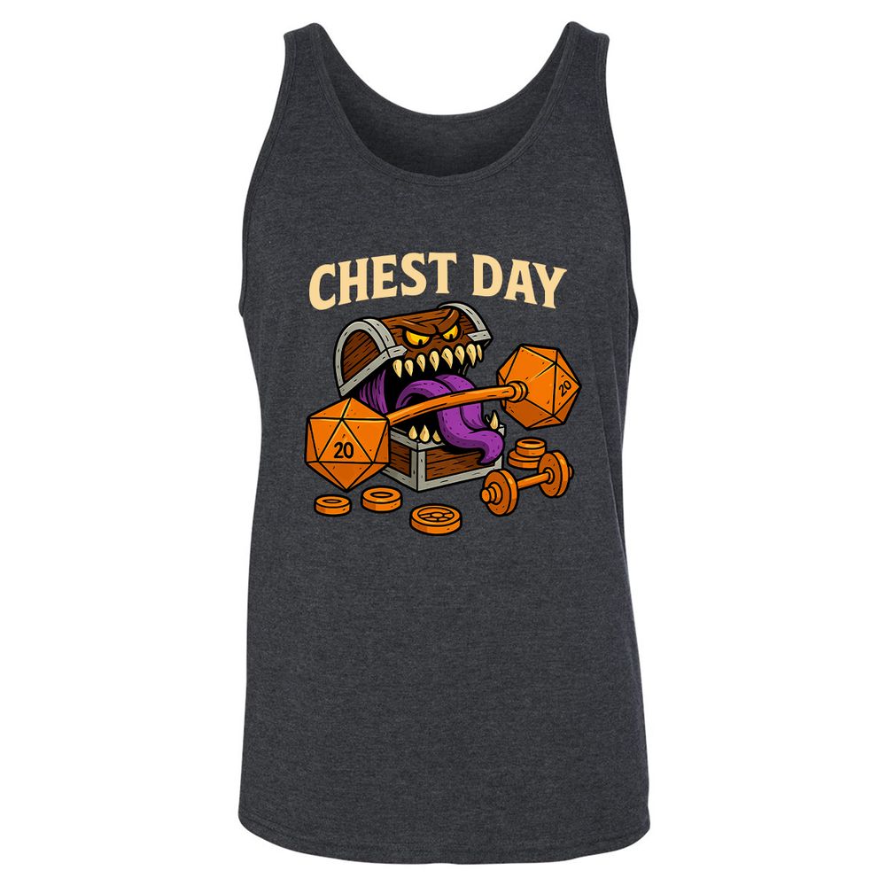 Chest Day Unisex Jersey Tank - Dark Grey Heather - 6