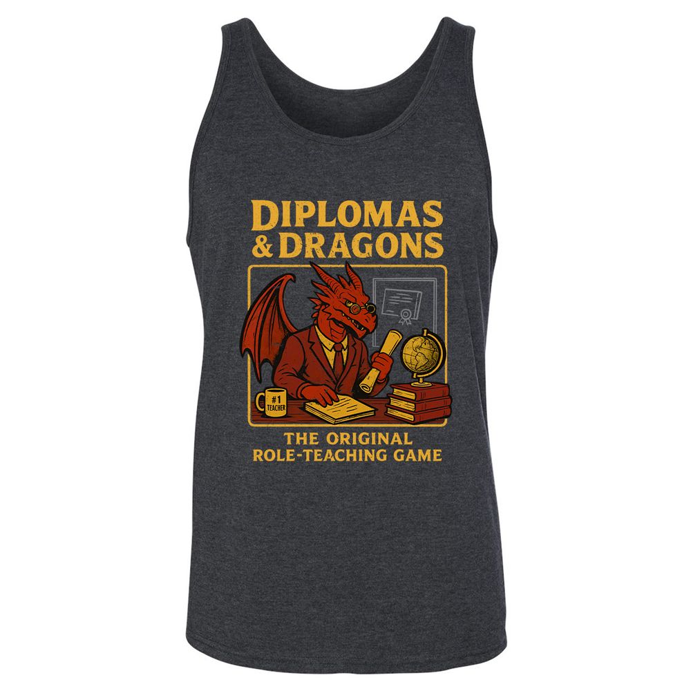 Diplomas & Dragons Unisex Jersey Tank - Dark Grey Heather - 6