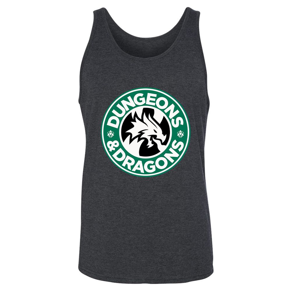 D&D Coffee Unisex Jersey Tank - Dark Grey Heather - 6