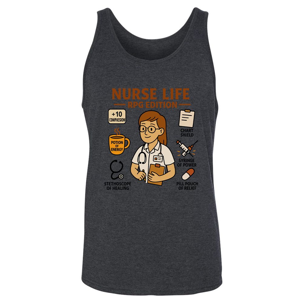 Nurse Life RPG Edition Unisex Jersey Tank - Dark Grey Heather - 6