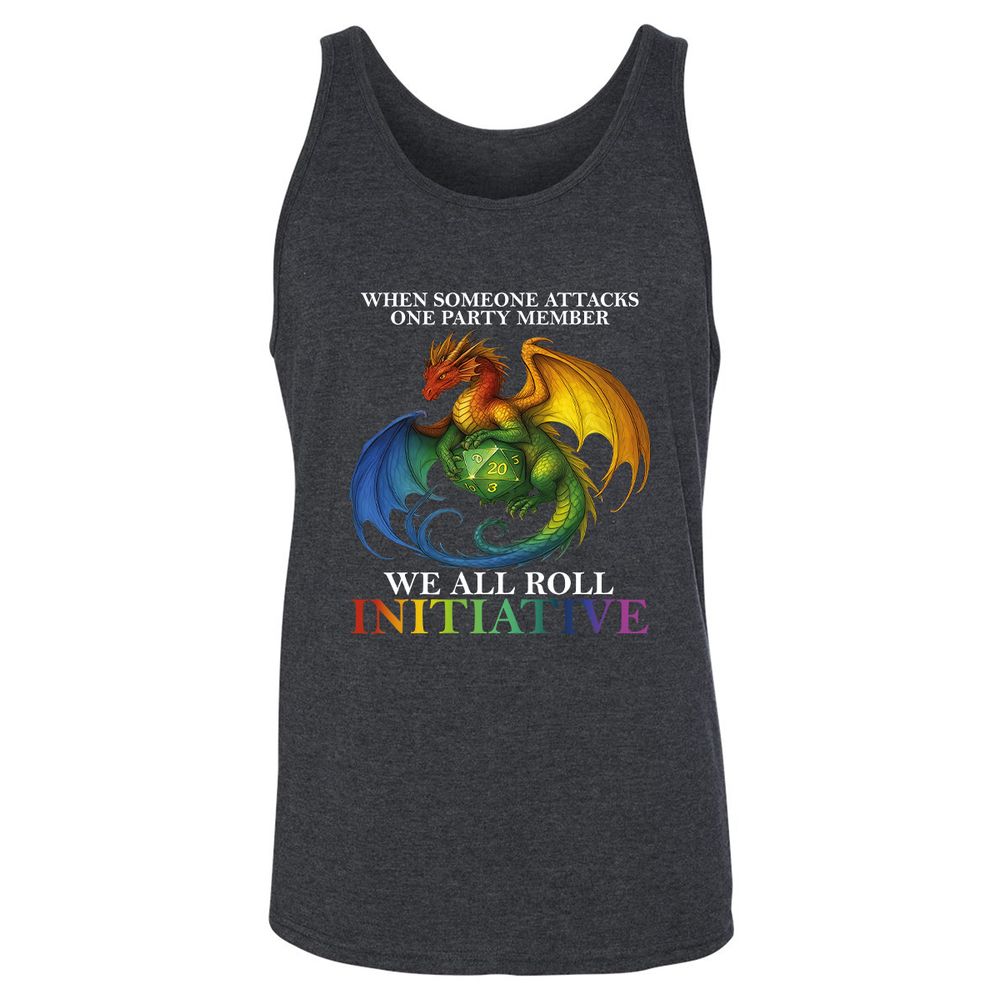 Dragon Roll For Initiative Unisex Jersey Tank - Dark Grey Heather - 6