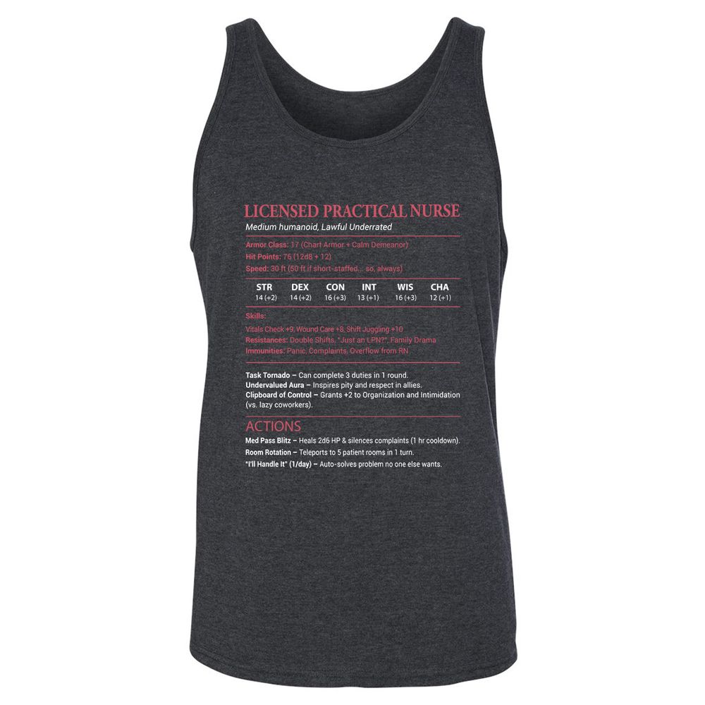 Licensed Practical Nurse LPN Unisex Jersey Tank - Dark Grey Heather - 6