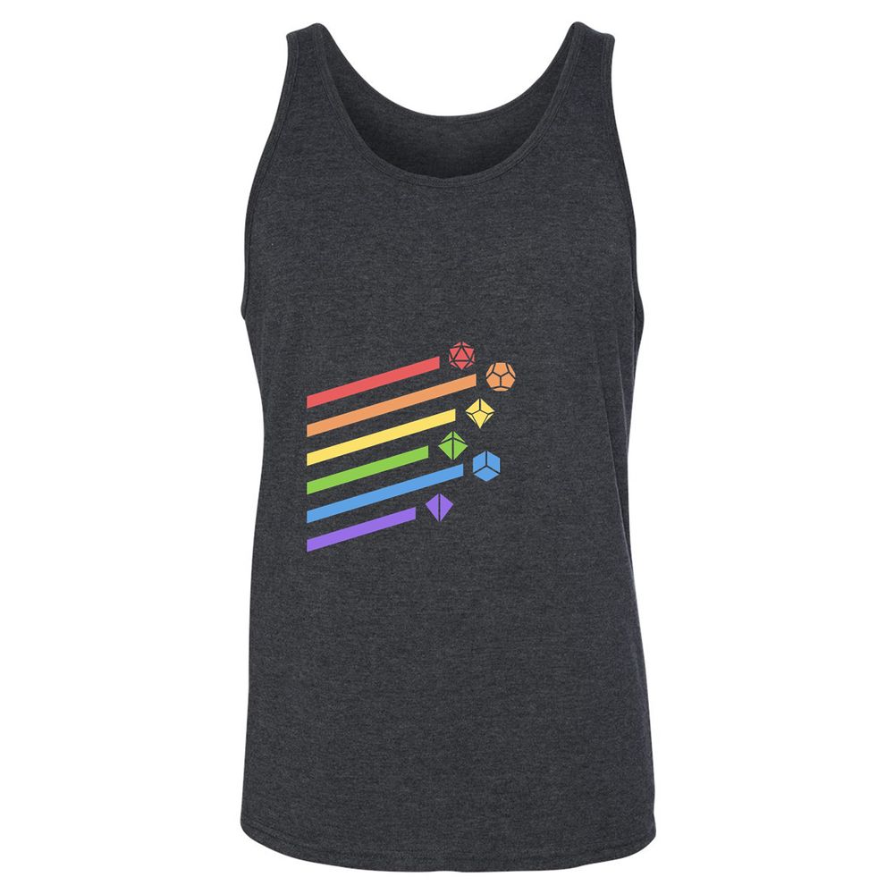 Rainbow Dice Set Unisex Jersey Tank - Dark Grey Heather - 6