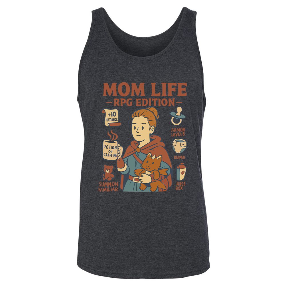 Mom Life RPG Edition Unisex Jersey Tank - Dark Grey Heather - 6