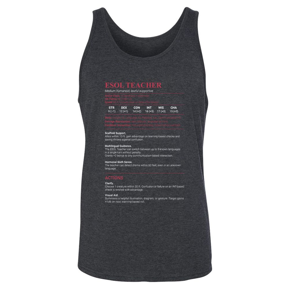 ESOL Teacher Unisex Jersey Tank - Dark Grey Heather - 6