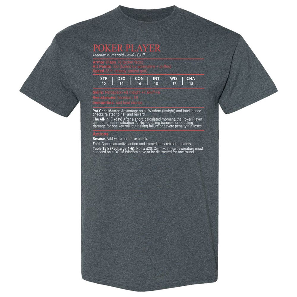 Poker Player Stats Block - Dark Heather - 6