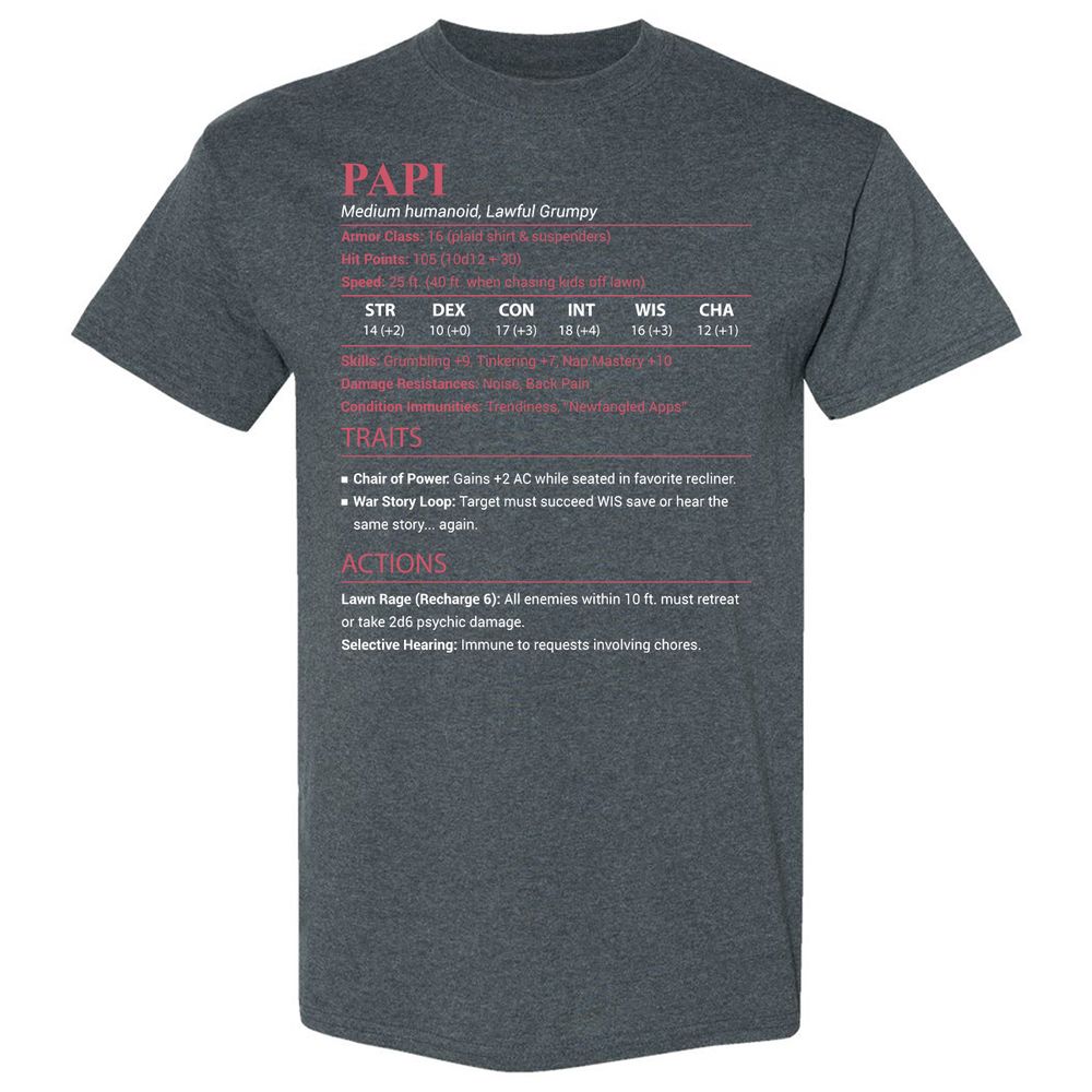 Papi Stats Classic Unisex T-Shirt - Dark Heather - 6