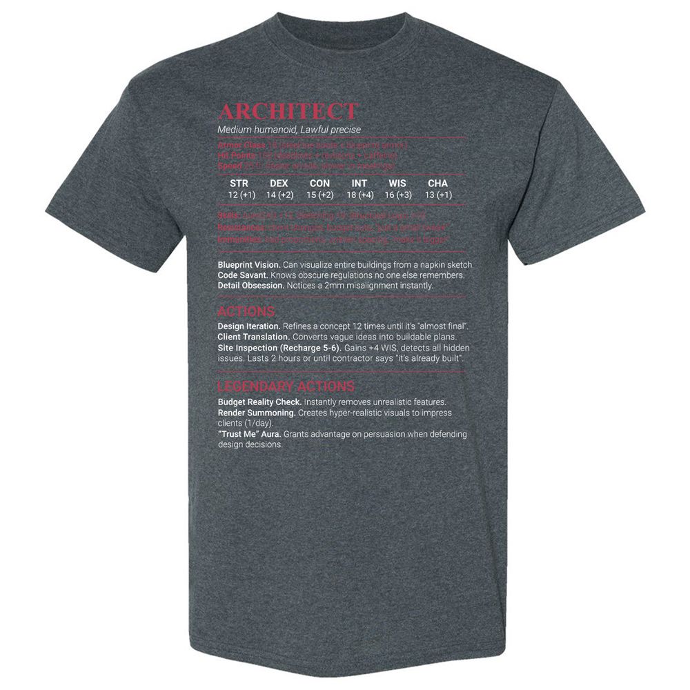 Architect Stats Classic Unisex T-Shirt - Dark Heather - 6